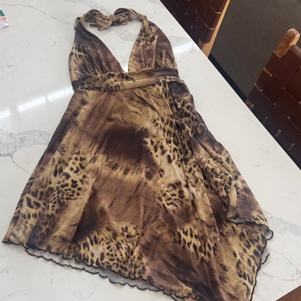 UO Jessa Halter Mini Dress Leopard Print - Picture 5 of 5